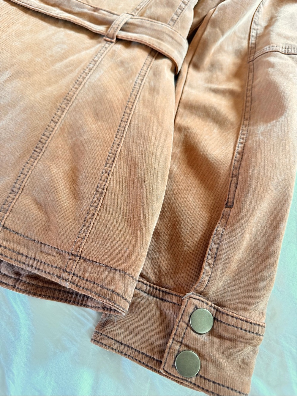 Anthropologie Camel Moto Jacket Belted Stretch Size S - Picture 12 of 15